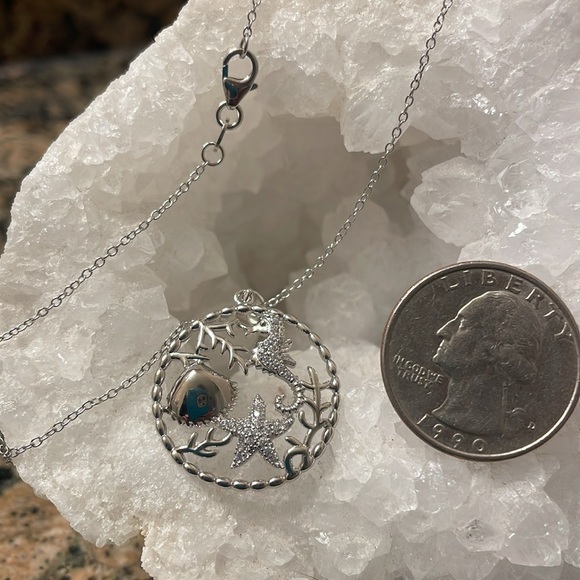 Nautical Sterling Silver Pendant. Sparkling Crystals. Retail 155.00 NWT - Picture 4 of 5